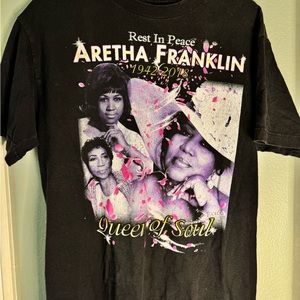 Aretha Franklin Black Vintage Tee Medium Black Pink
